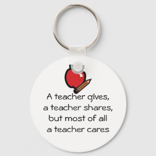A teacher cares key ring