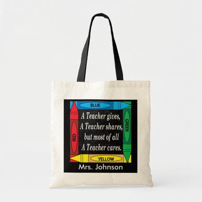 A Teacher Cares - Personalise Tote Bag (Front)