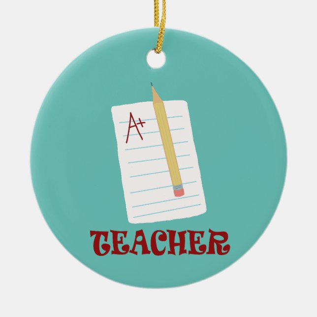 A+ Teacher Ceramic Tree Decoration (Front)