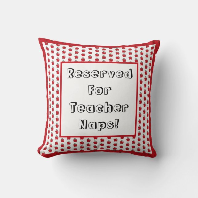A+ Teacher Red Apple Cool School Cartoon Cushion (Front)