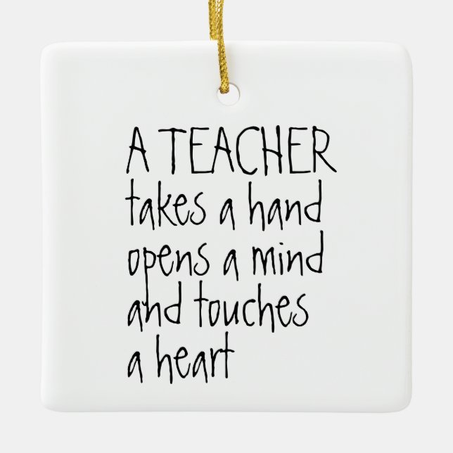 A Teacher takes a Hand Personalised Ceramic Ornament (Front)