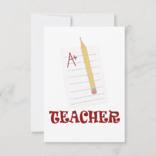 A+ Teacher Thank You Card