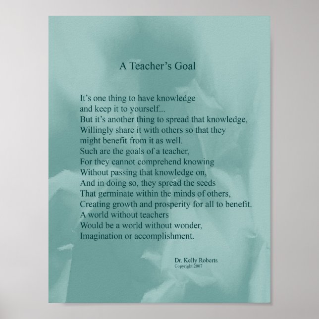 A Teacher's Goal Poster (Front)