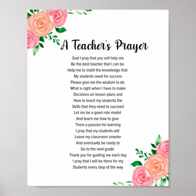 A Teacher's Prayer  Poster (Front)
