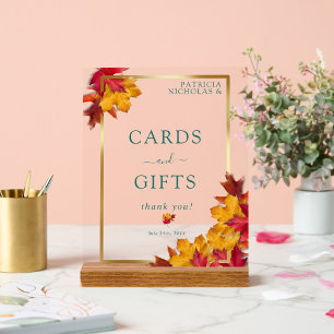 A Teal & Fall Fantasy Gold Rustic Cards & Gifts Acrylic Sign