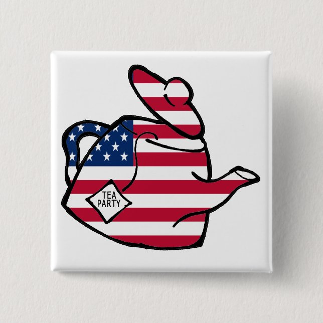 A Teapot in American Flag Colours 15 Cm Square Badge (Front)
