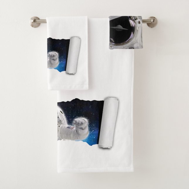 A Tear in Space - Astronaut Alien Encounter - UFO Bath Towel Set (Insitu)