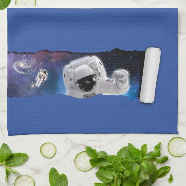 A Tear in Space - Astronaut Alien Encounter - UFO  Tea Towel (Folded)