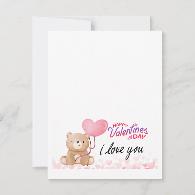 A Teddy Bear Valentine theme card (Back)