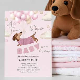 A Teenie Weenie Cute Dachshund Girl Baby Shower Invitation