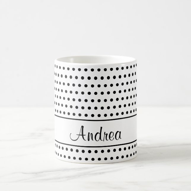 A Template For Your Name, Black Dots On White Coffee Mug (Center)