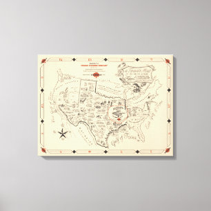 A Texan's Map of the United States (of Texas) Canvas Print