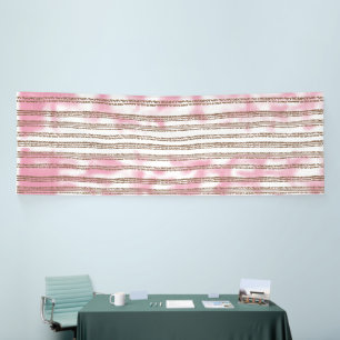 A textile displaying a pattern of pink and white s banner