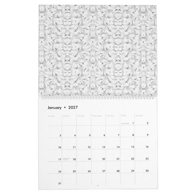 A textured pattern featuring white and grey hues,  calendar (Jan 2027)