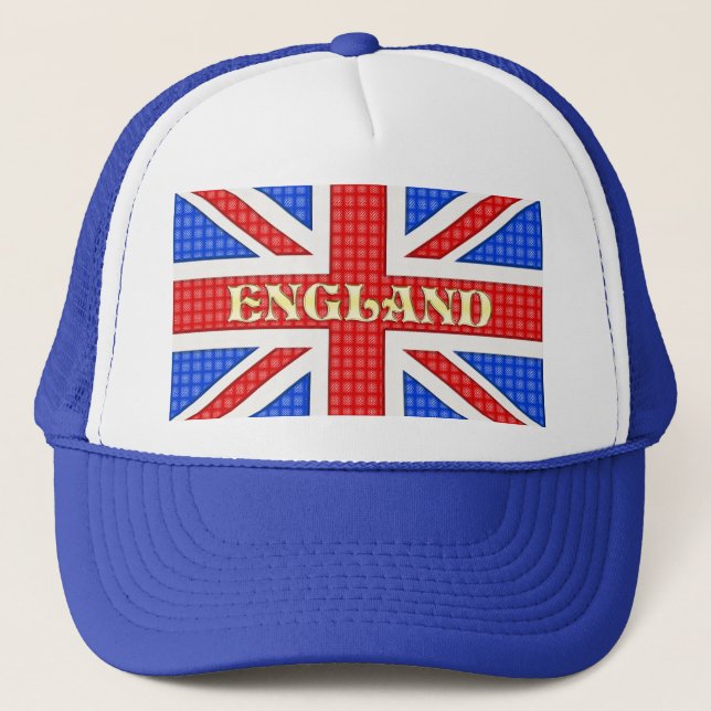 A textured Union Jack flag with England across it Trucker Hat (Front)