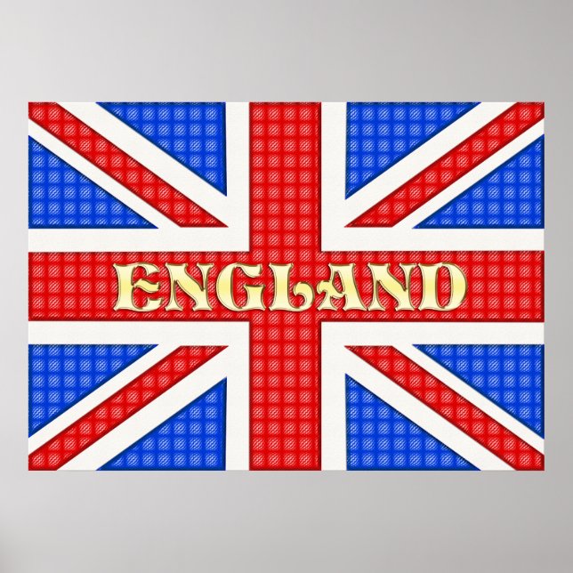 A textured Union Jack flag with England written ac Poster (Front)