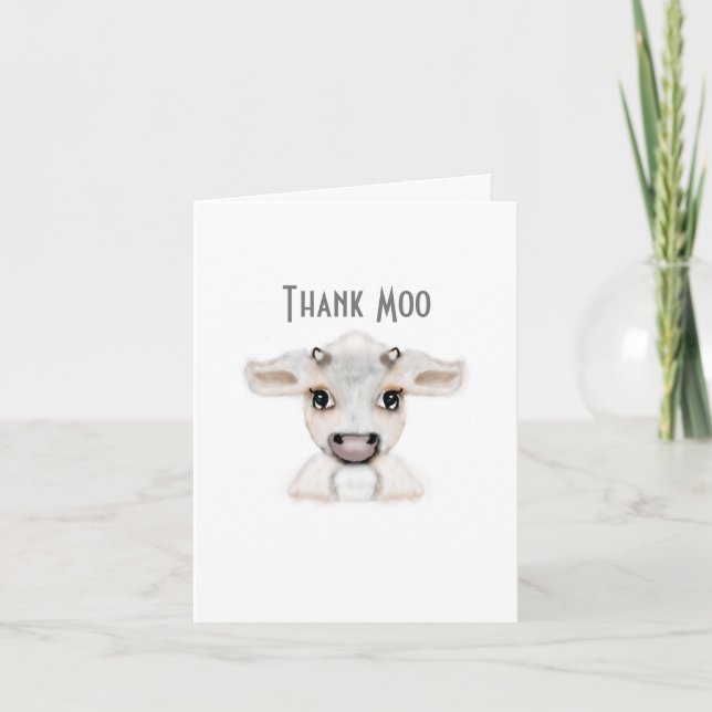 A Thank Moo Card | Cow Thank You Card| Cute Cow (Front)