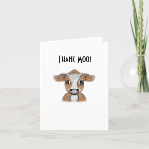 A Thank Moo Card Cow Thank You Card Red Cow