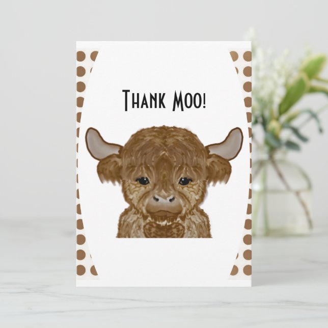 A Thank Moo Card |Thank You Card| Highlander Cow (Standing Front)