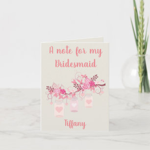 A thank you note for my bridesmaid card