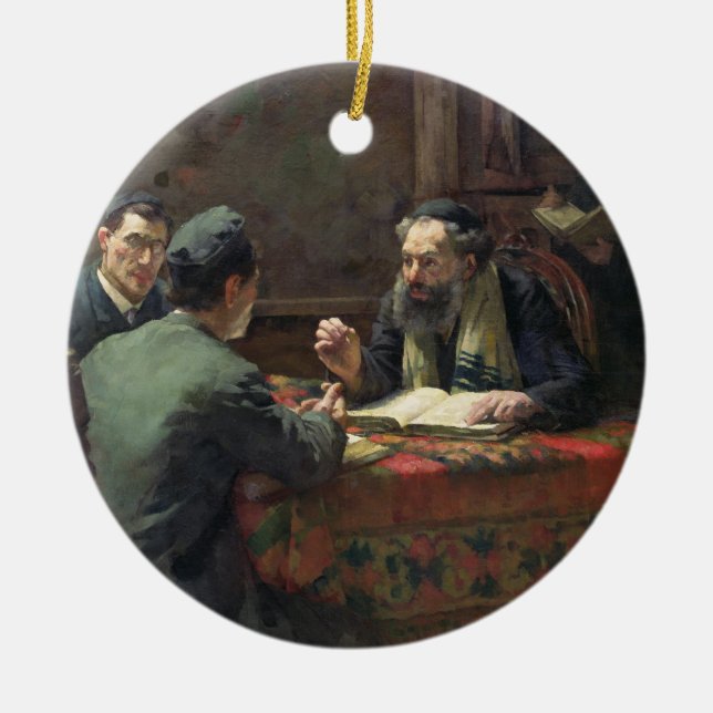 A Theological Debate, 1888 Ceramic Tree Decoration (Front)