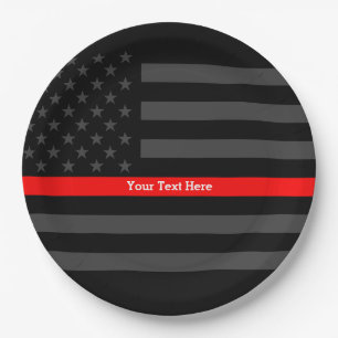 A Thin Red Line US Flag Your Own Personalised Paper Plate