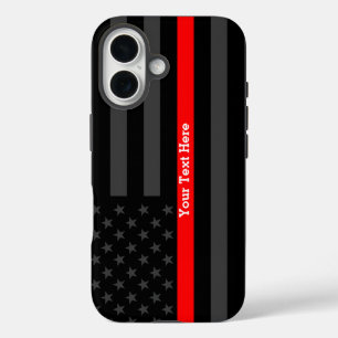 A Thin Red Line USA Flag Personalised on a iPhone 16 Case