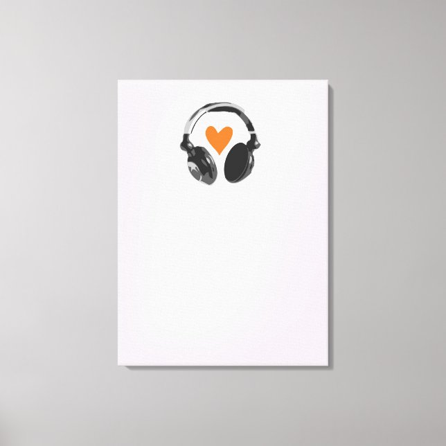 A thought bubble with a heart and headphones canvas print (Front)