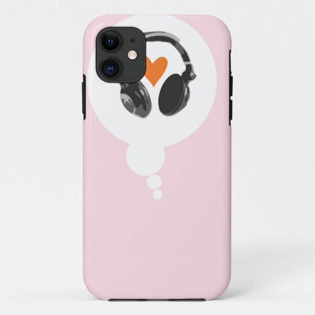 A thought bubble with a heart and headphones Case-Mate iPhone case (Back)