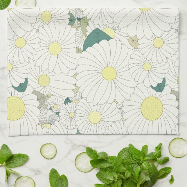 A Thousand Yellow Daisies Tea Towel (Folded)