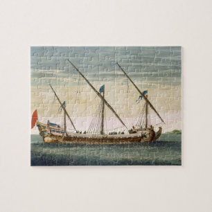 A three-masted Galleass under way by oar, from 'Le Jigsaw Puzzle