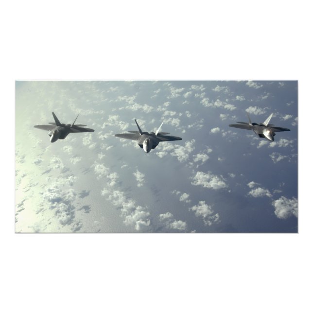 A three-ship formation of F-22 Raptors Photo Print (Front)