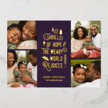 A Thrill of Hope | Modern Photo Collage Christmas<br><div class="desc">This stylish Christmas collage holiday photo card features 4 photo templates and modern typography reading,  "A Thrill of Hope,  The Weary World Rejoices." The back of the card contains a matching pattern of holly berries,  leaves,  and pine sprigs in plum purple. Easy to personalise!</div>