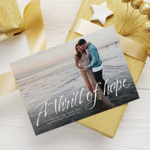 A thrill of hope religious one photo Christmas Holiday Card