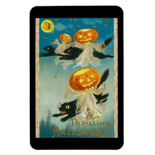 A Thrilling Hallowe'en, Black Cats, Jack O Lantern Magnet