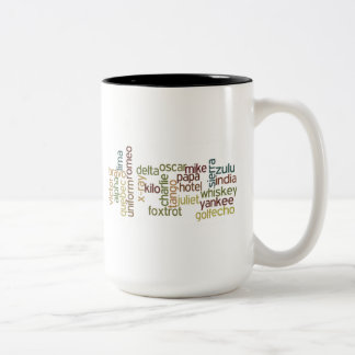 A Through Z Phonetic Alphabet Telephony (Wordle) Two-Tone Coffee Mug