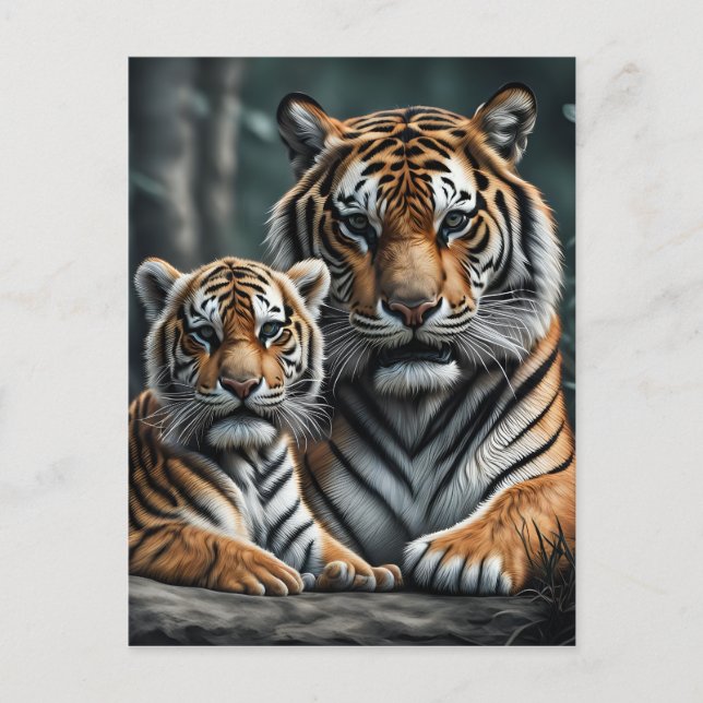 A Tiger with Her Cub Postcard (Front)