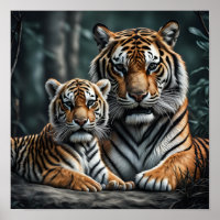 A Tiger with Her Cub