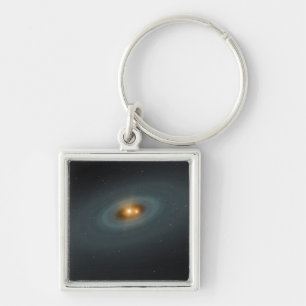 A tight pair of stars and a surrounding disc key ring