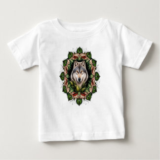 A Timber Wolf Surrounded By Ladys Slipper  Baby T-Shirt