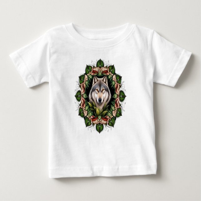 A Timber Wolf Surrounded By Ladys Slipper  Baby T-Shirt (Front)