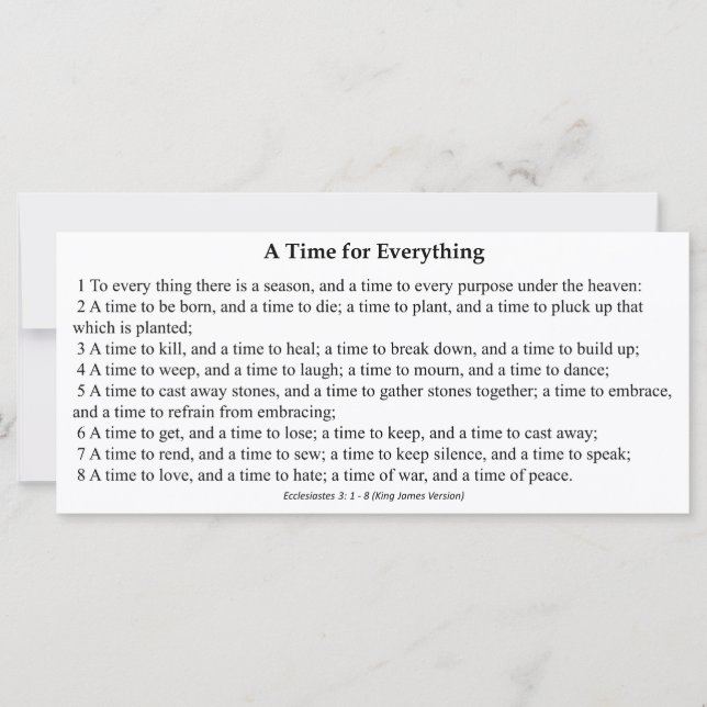 A Time for Everything Prayer Card (Front)