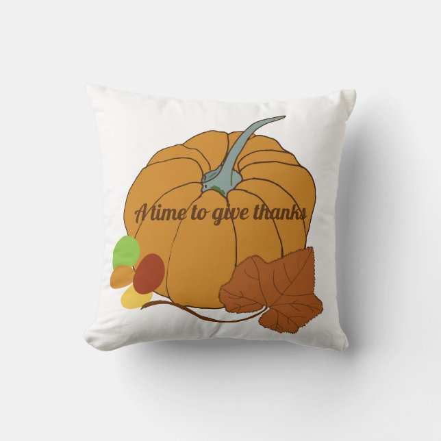 A time to give thanks pumpkin and leaf  cushion (Front)