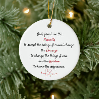 A timeless serenity prayer ceramic tree decoration