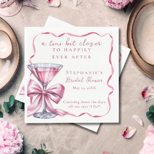 A Tini Bit Closer Chic Pink Martini Bridal Shower Napkin