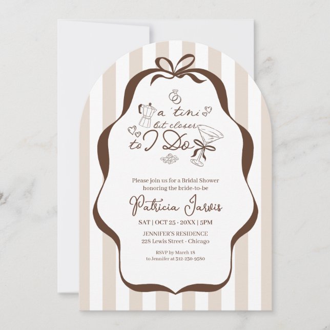 A Tini Bit Closer To I Do Espresso Martini QR Code Invitation (Front)