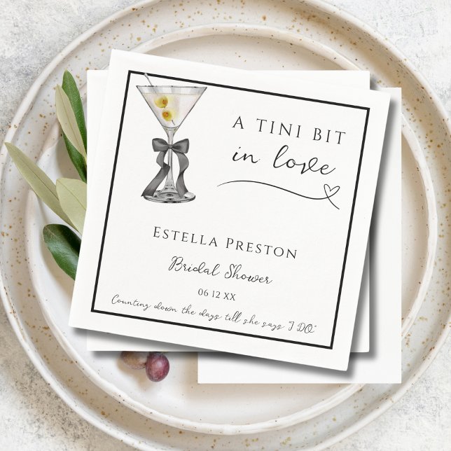 A Tini Bit in Love Dirty Martini Bridal Shower Napkin (Creator Uploaded)