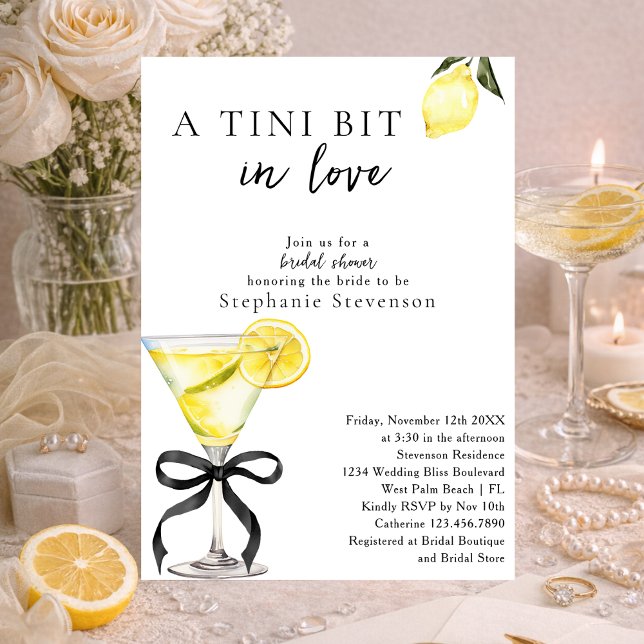 A Tini Bit In Love Lemon Martini Bridal Shower Invitation (Creator Uploaded)