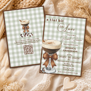 A Tini Bit in Love QR Code Espresso Bridal Shower Invitation