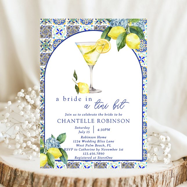 A Tini Bit Italian Lemon Martini Bridal Shower Invitation (Creator Uploaded)